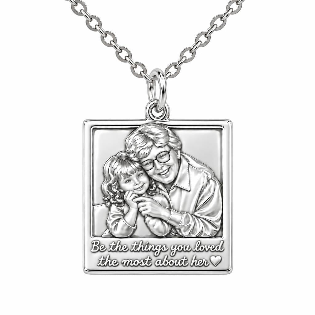 Legacy Portrait Frame Charm Necklace Set – silver, front view