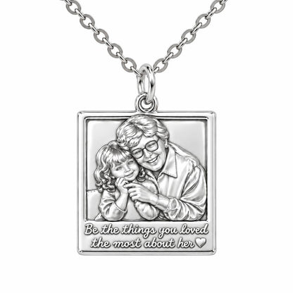 Legacy Portrait Frame Charm Necklace Set – silver, front view
