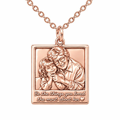 Legacy Portrait Frame Charm Necklace Set – rose gold, front view