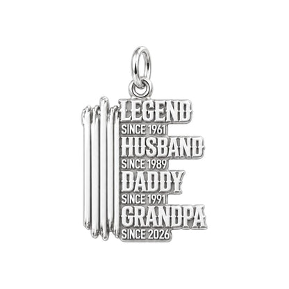 Legacy Timeline Charm Bracelet – Personalized Grandpa Gift – silver plated 3 cm charm, front view