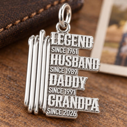 Legacy Timeline Charm Bracelet – Personalized Grandpa Gift – macro detail of the charm