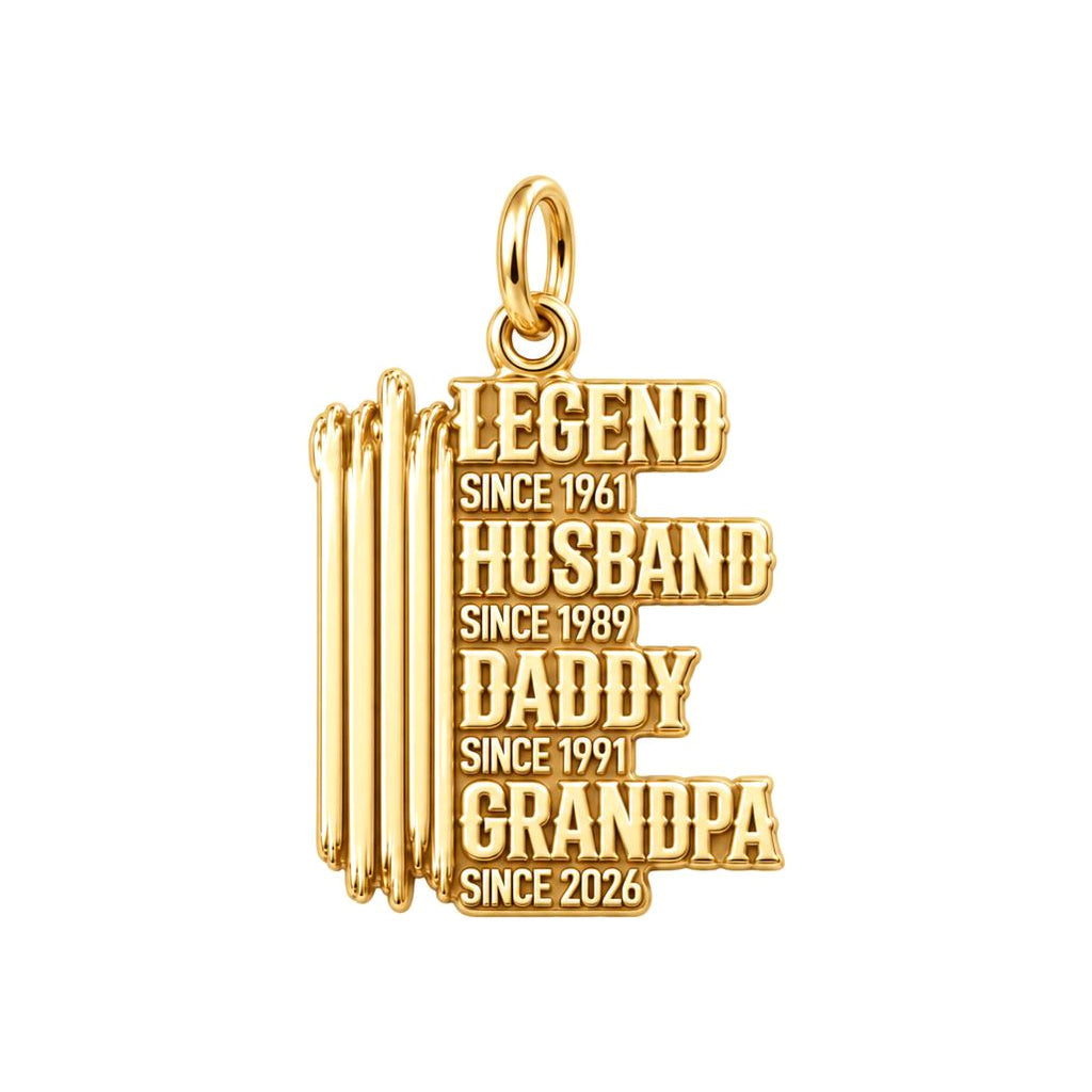 Legacy Timeline Charm Bracelet – Personalized Grandpa Gift – 18K gold plated 3 cm charm, front view