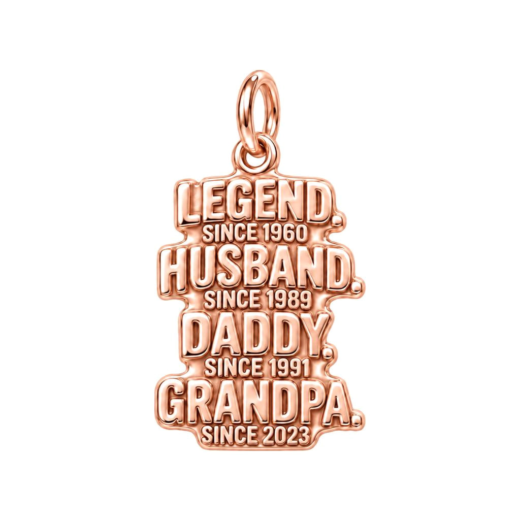 Legend Husband Daddy Grandpa Charm Bracelet – Personalized Grandpa – rose gold 3 cm charm, front view