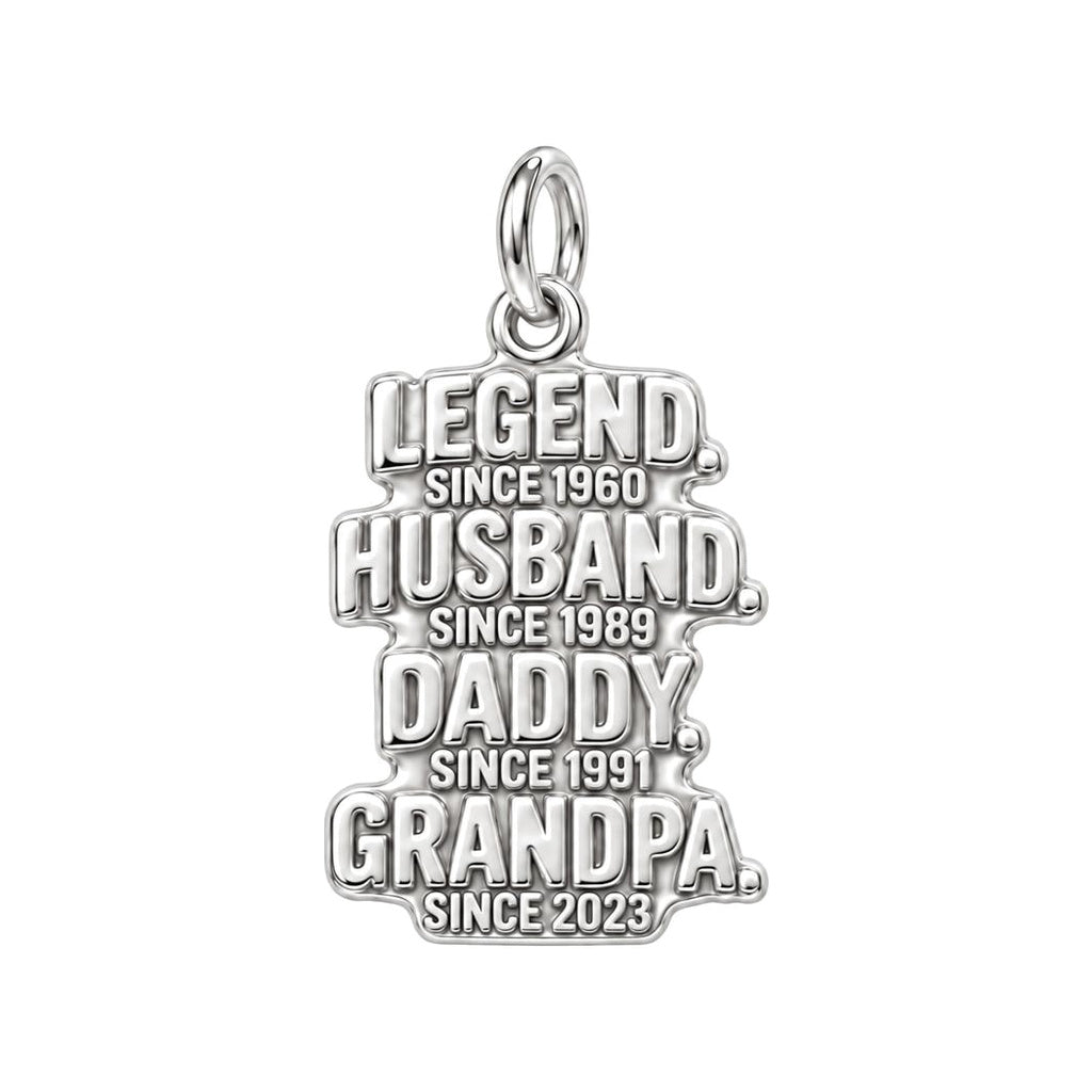 Legend Husband Daddy Grandpa Charm Bracelet – Personalized Grandpa – silver plated 3 cm charm, front view