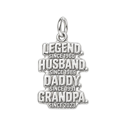 Legend Husband Daddy Grandpa Charm Bracelet – Personalized Grandpa – silver plated 3 cm charm, front view