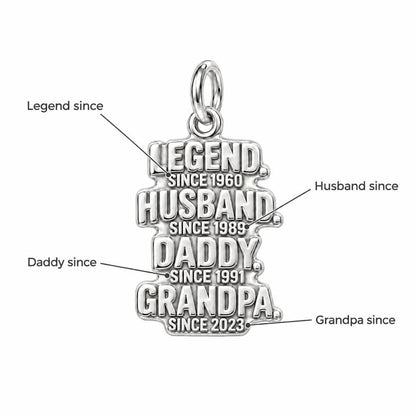 Legend Husband Daddy Grandpa Charm Bracelet – Personalized Grandpa – personalization guide