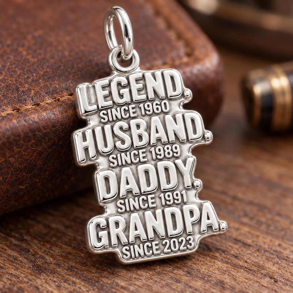 Legend Husband Daddy Grandpa Charm Bracelet – Personalized Grandpa – macro detail of the charm