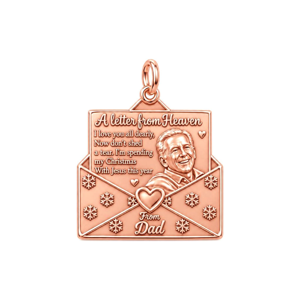 Letter From Heaven Charm Bracelet – Personalized Memorial Gift – rose gold 3 cm charm, front view