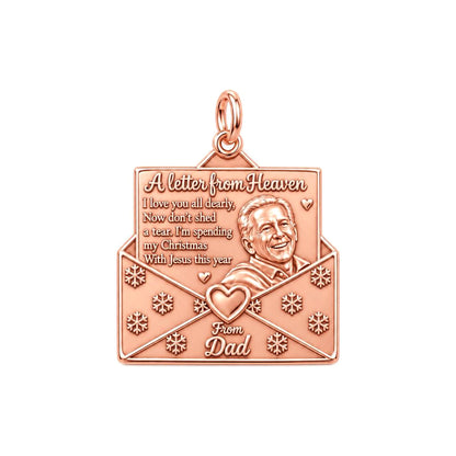 Letter From Heaven Charm Bracelet – Personalized Memorial Gift – rose gold 3 cm charm, front view