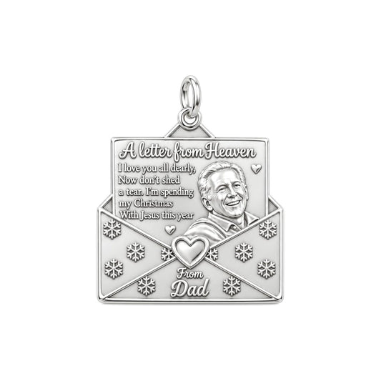 Letter From Heaven Charm Bracelet – Personalized Memorial Gift – silver plated 3 cm charm, front view