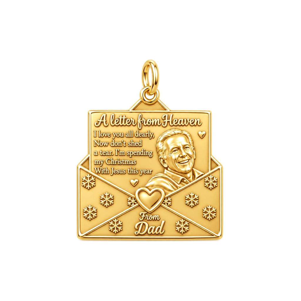 Letter From Heaven Charm Bracelet – Personalized Memorial Gift – 18K gold plated 3 cm charm, front view