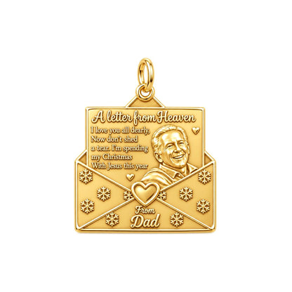 Letter From Heaven Charm Bracelet – Personalized Memorial Gift – 18K gold plated 3 cm charm, front view