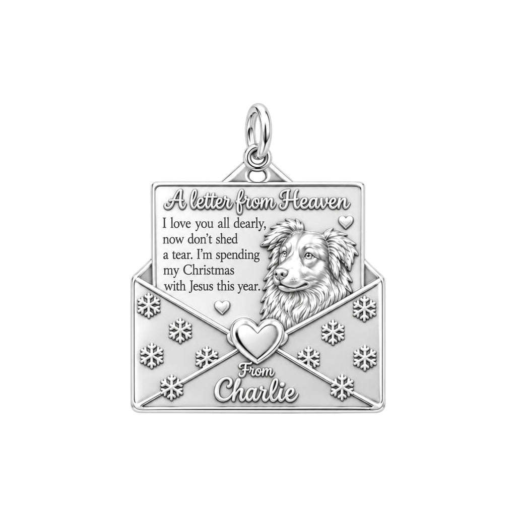 Letter From Heaven Charm Bracelet – Personalized Pet Gift – silver plated 3 cm charm, front view