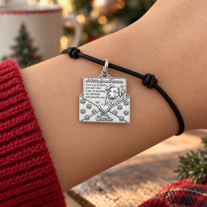 Letter From Heaven Charm Bracelet – Personalized Pet Gift – worn on the wrist on a black cord bracelet