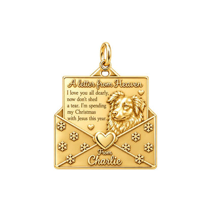 Letter From Heaven Charm Bracelet – Personalized Pet Gift – 18K gold plated 3 cm charm, front view