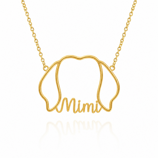 Lhasa Apso Puppy Cut Whisper of Paws - Personalized Outline Your Pet's Face and Name Necklace