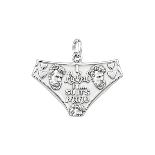 Licked It Bikini Briefs Charm Bracelet – Personalized Couple Gift – silver plated 3 cm charm, front view