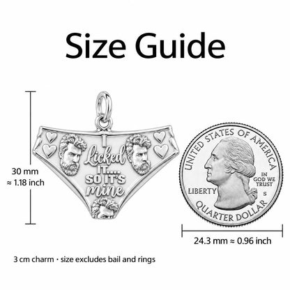Licked It Bikini Briefs Charm Bracelet – Personalized Couple Gift – size guide, 3 cm charm next to a quarter