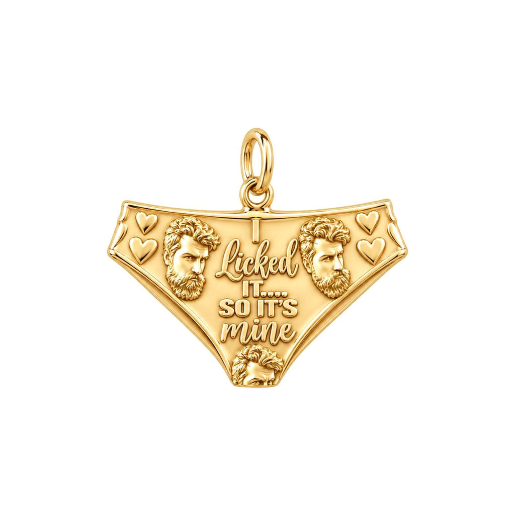 Licked It Bikini Briefs Charm Bracelet – Personalized Couple Gift – 18K gold plated 3 cm charm, front view