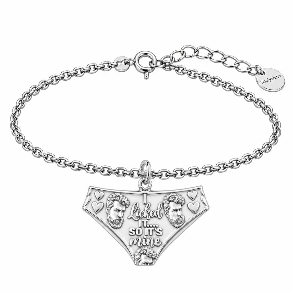 Licked It Bikini Briefs Charm Bracelet Set – silver, front view