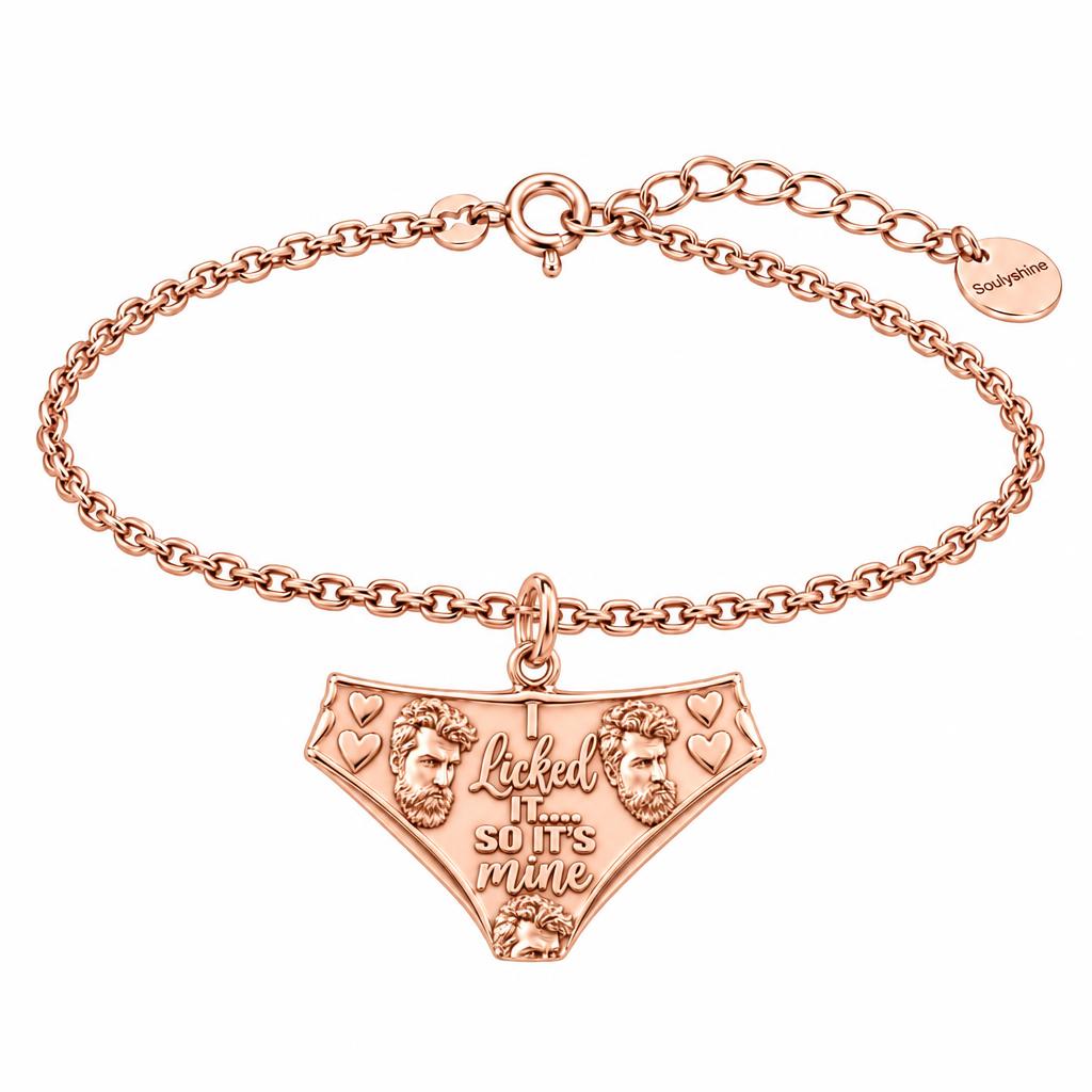 Licked It Bikini Briefs Charm Bracelet Set – rose gold, front view