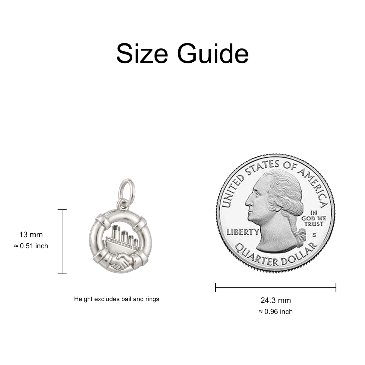 Life Ring and Ship Deck Charm — Size Guide — 13 mm body excluding bail and rings — 50-works-silver-20260916-65