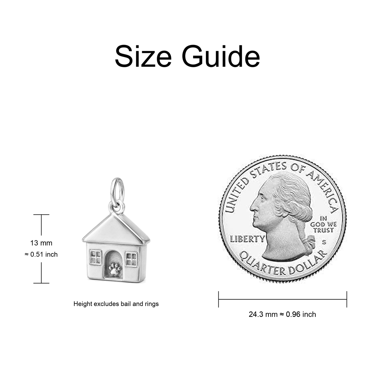 Safe at Home Charm — Size Guide: 13 mm ≈ 0.51 inch (excluding bail and rings)