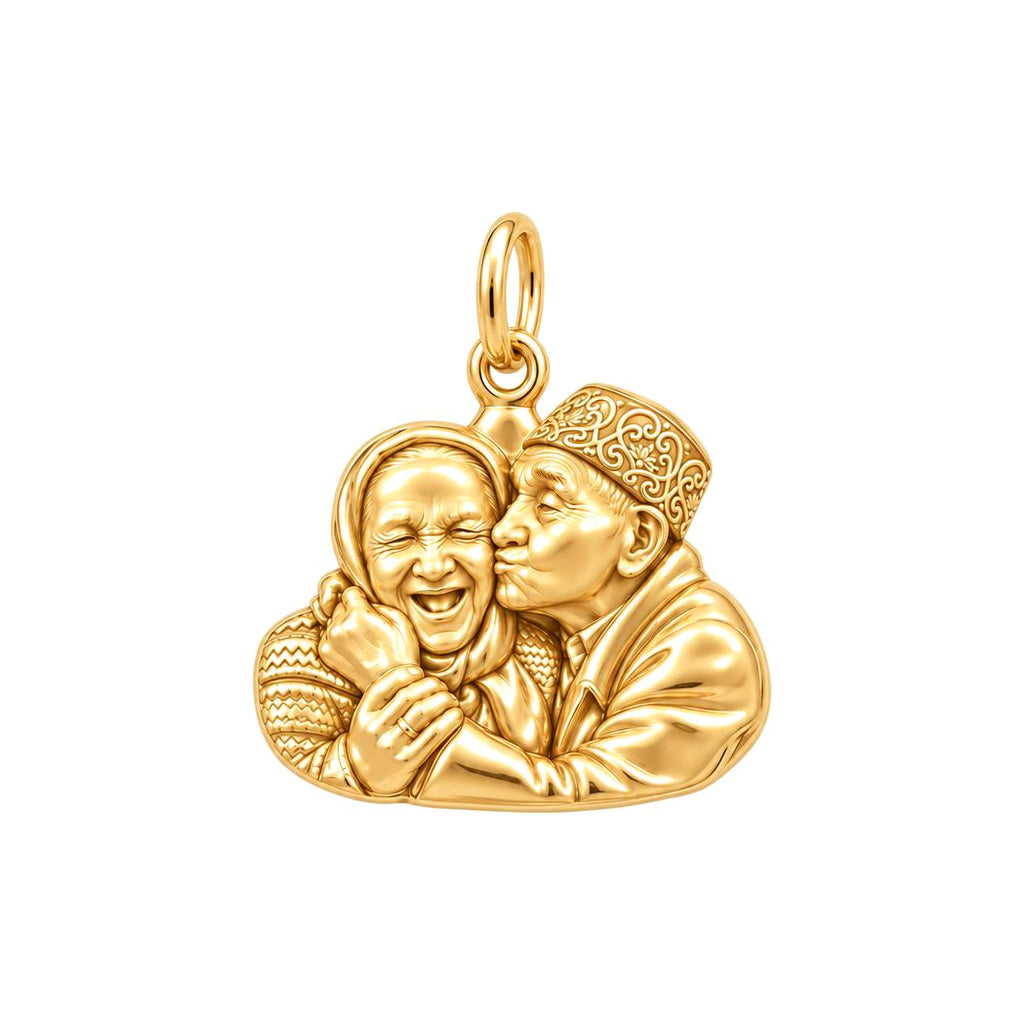Lifelong Devotion Portrait Charm Bracelet – Personalized Couple Gift – 18K gold charm, front view