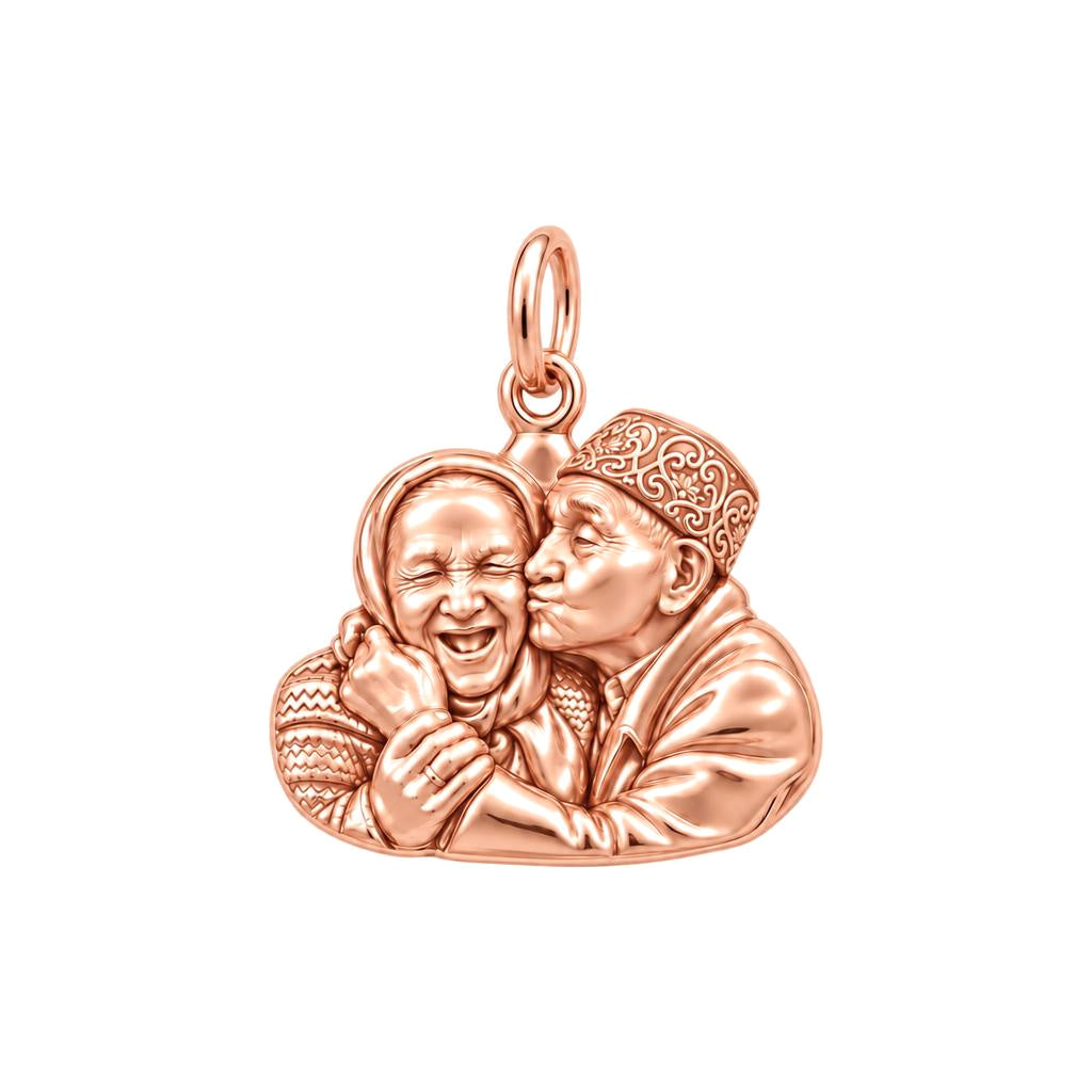 Lifelong Devotion Portrait Charm Bracelet – Personalized Couple Gift – rose gold charm, front view