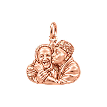 Lifelong Devotion Portrait Charm Bracelet – Personalized Couple Gift – rose gold charm, front view