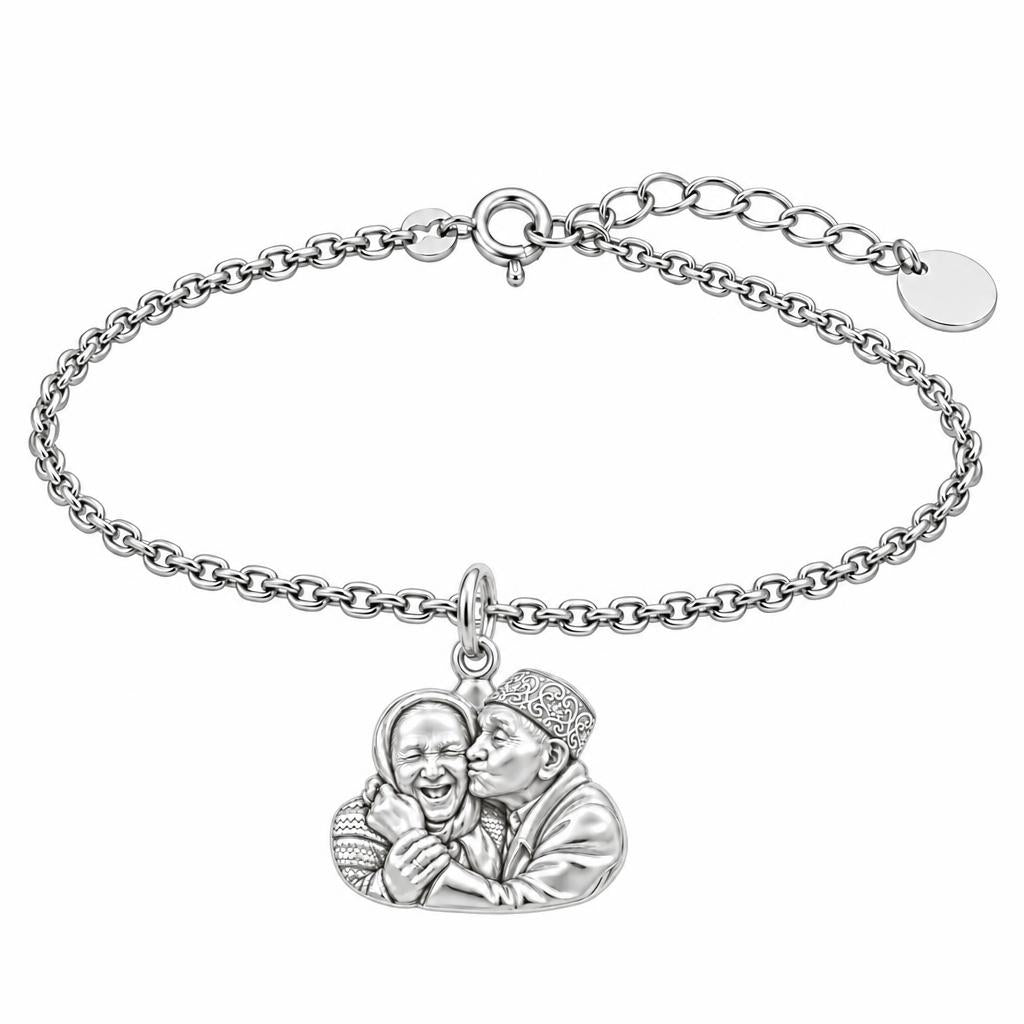 Lifelong Devotion Portrait Charm Bracelet Set – silver, front view