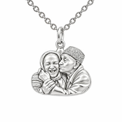 Lifelong Devotion Portrait Charm Necklace Set – silver, front view