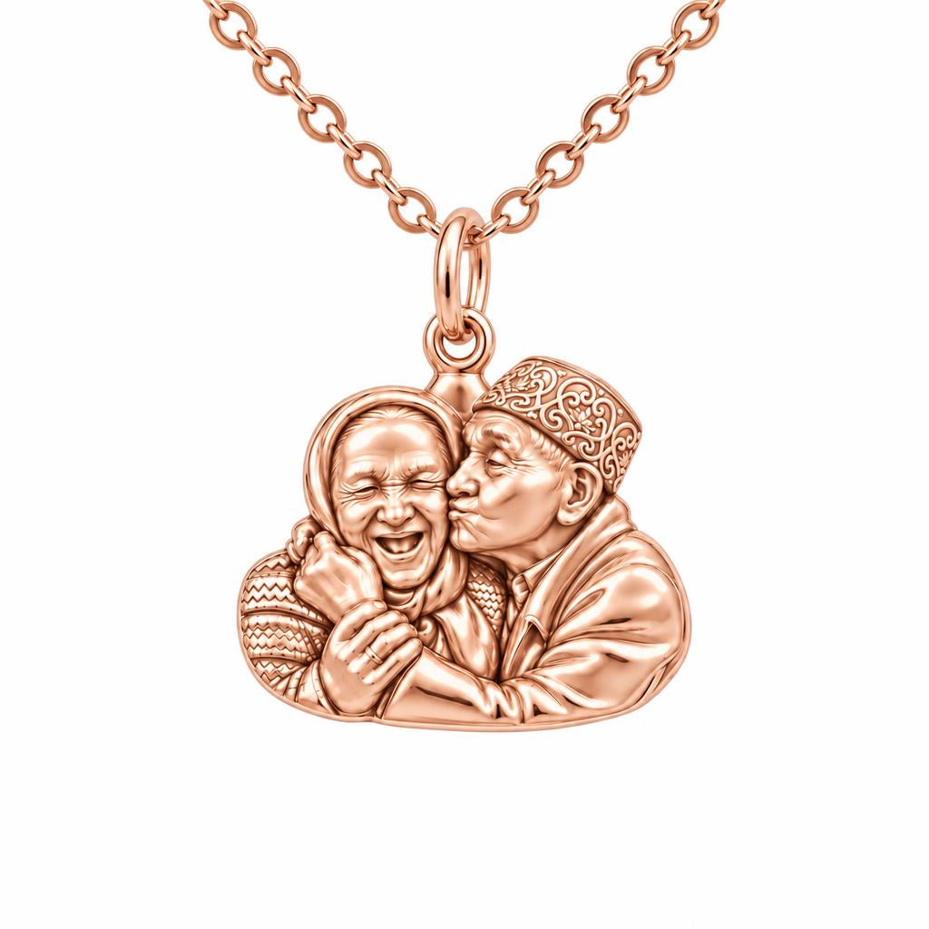 Lifelong Devotion Portrait Charm Necklace Set – rose gold, front view