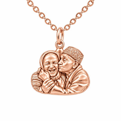 Lifelong Devotion Portrait Charm Necklace Set – rose gold, front view