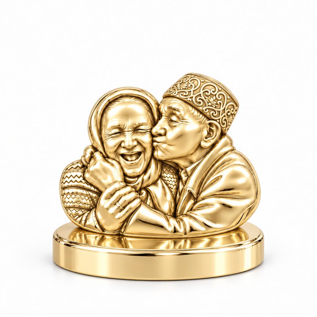 Lifelong Devotion Portrait Keepsake Plaque – 18K gold, front view