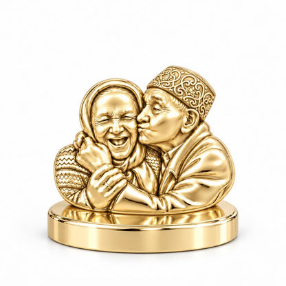 Lifelong Devotion Portrait Keepsake Plaque – 18K gold, front view