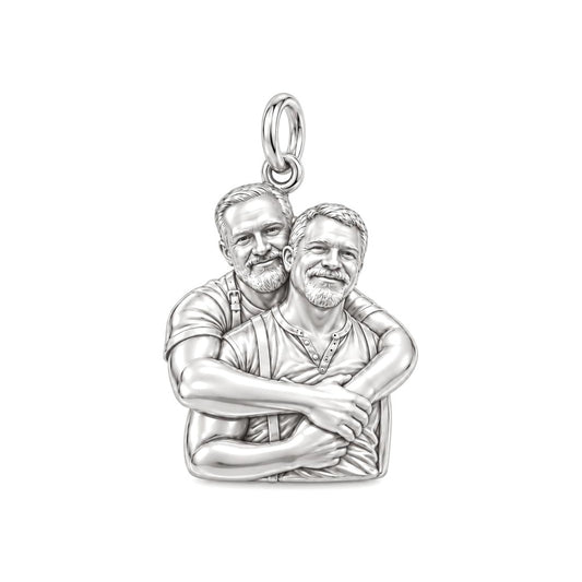 Lifelong Embrace Charm Bracelet – Personalized Couple Gift – silver charm, front view