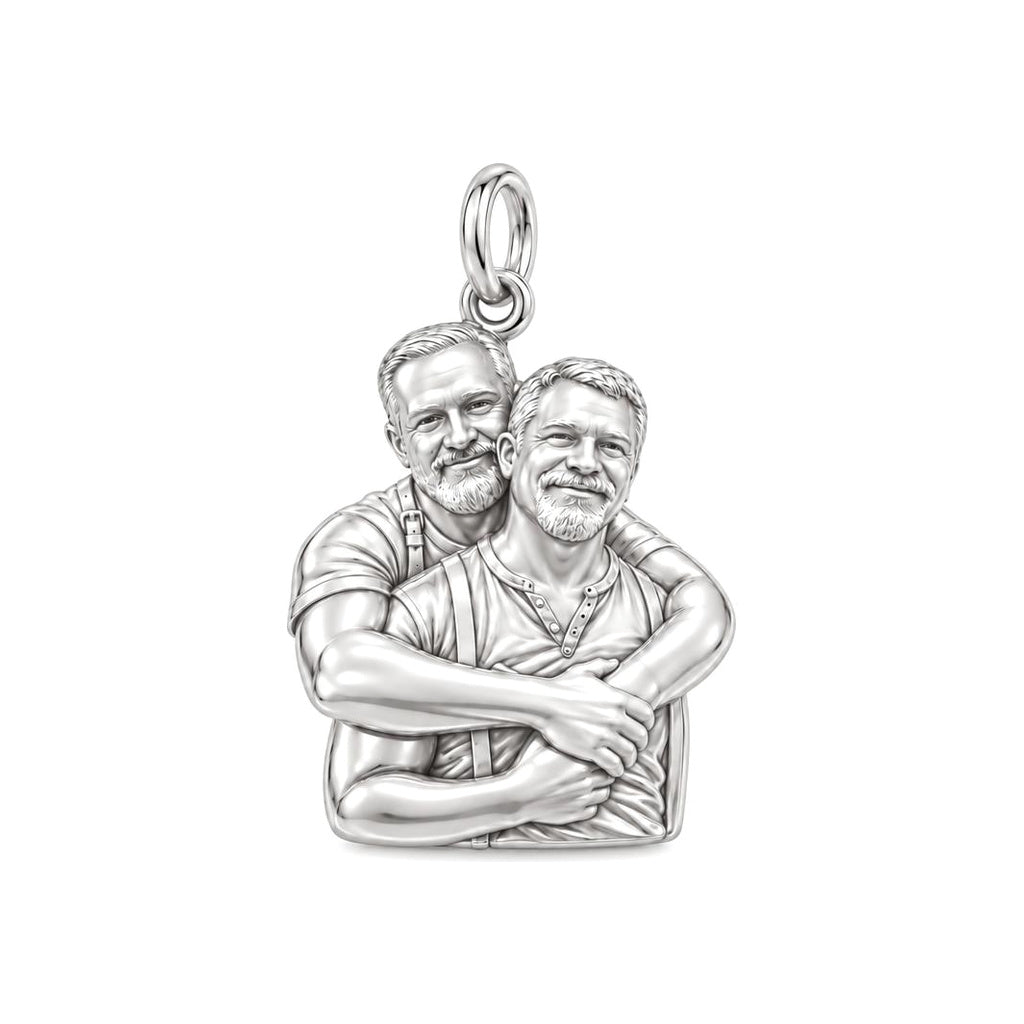 Lifelong Embrace Charm Bracelet – Personalized Couple Gift – silver charm, front view