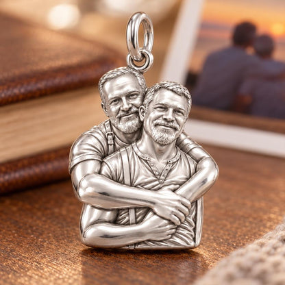 Lifelong Embrace Charm Bracelet – Personalized Couple Gift – macro detail of the charm