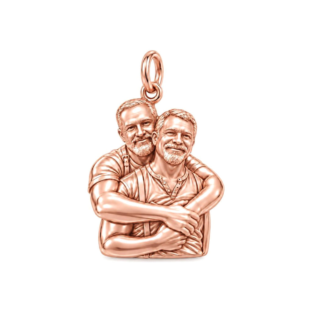 Lifelong Embrace Charm Bracelet – Personalized Couple Gift – rose gold charm, front view
