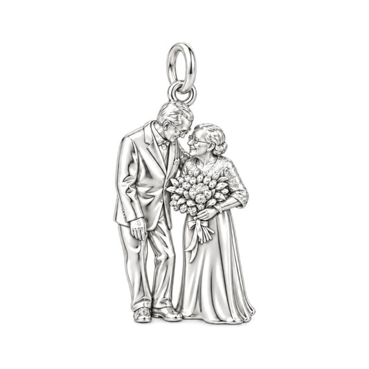 Lifelong Love Portrait Charm Bracelet – Personalized Couple Gift – silver charm, front view