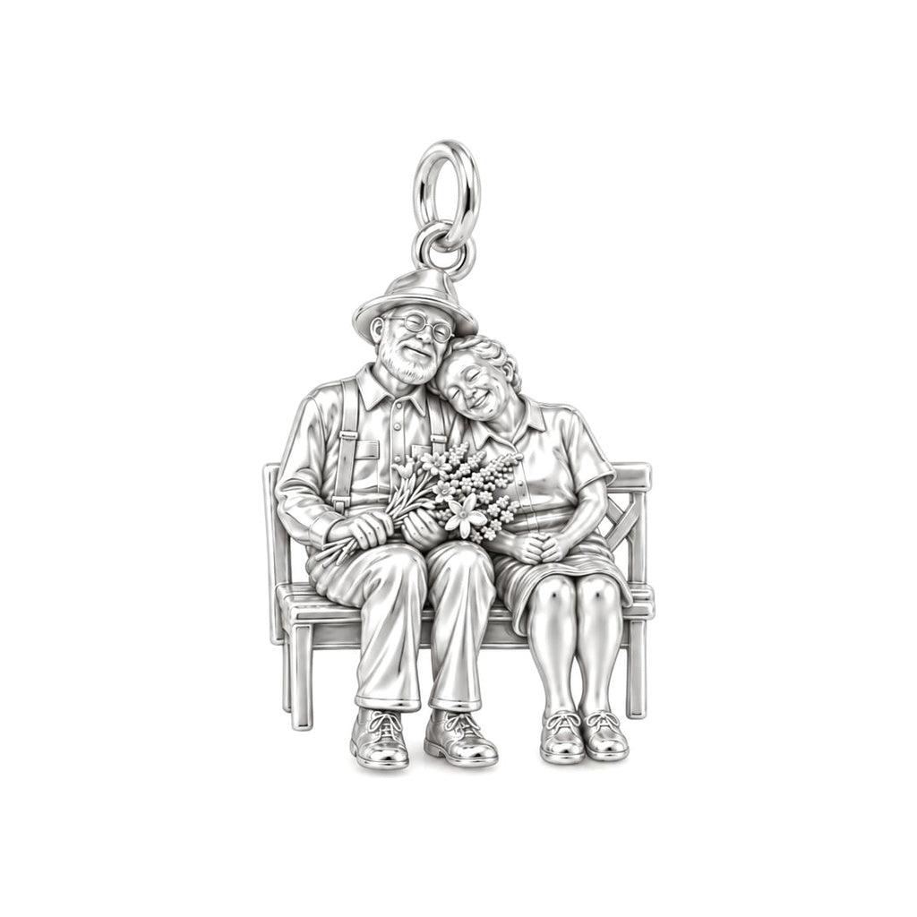 Lifetime Love Park Bench Charm Bracelet – Personalized Couple Gift – silver charm, front view