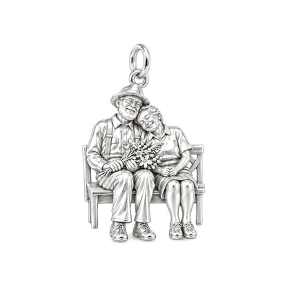 Lifetime Love Park Bench Charm Bracelet – Personalized Couple Gift – silver charm, front view