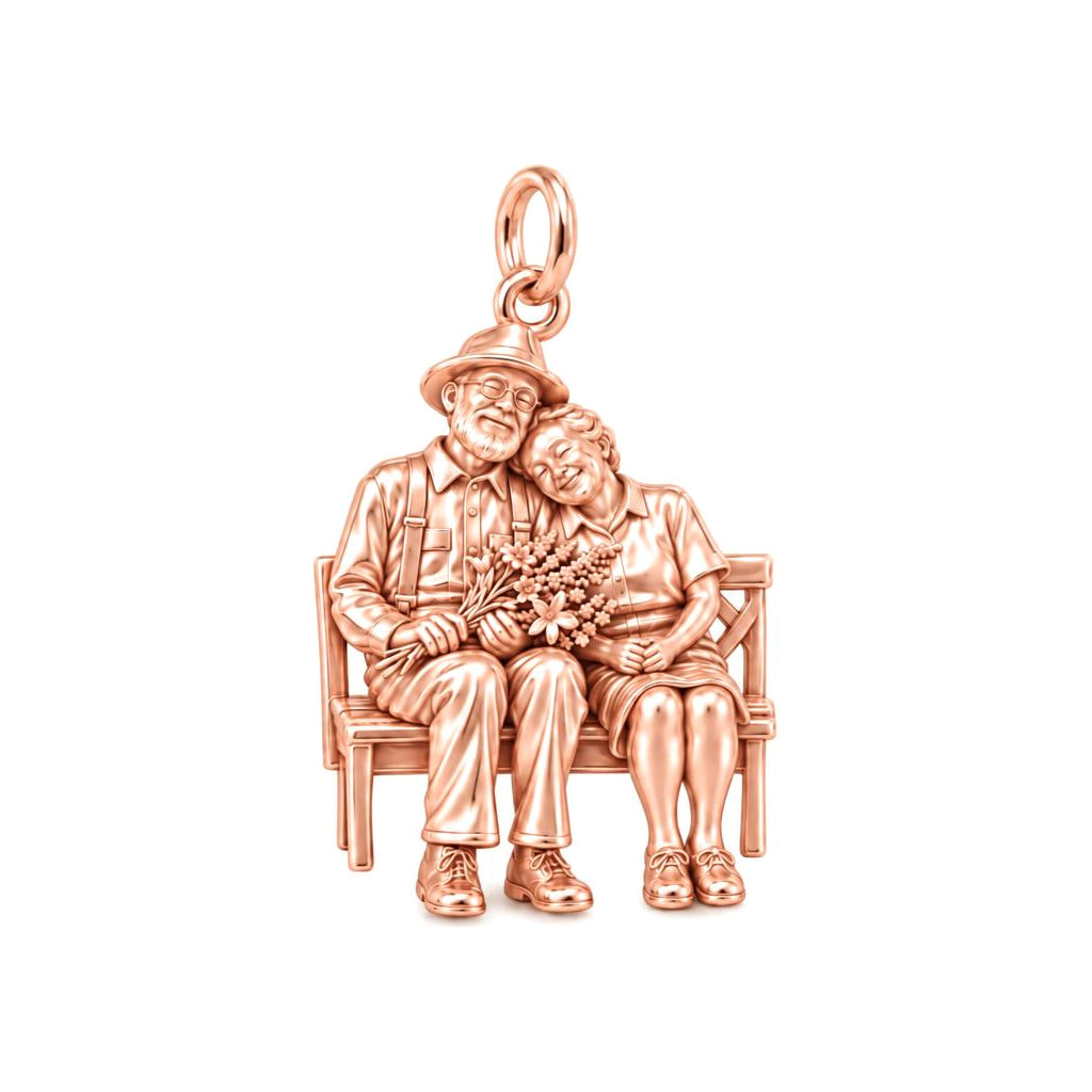 Lifetime Love Park Bench Charm Bracelet – Personalized Couple Gift – rose gold charm, front view