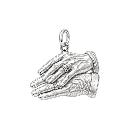 Lifetime of Love Hands Charm Bracelet – Personalized Couple Gift – silver charm, front view