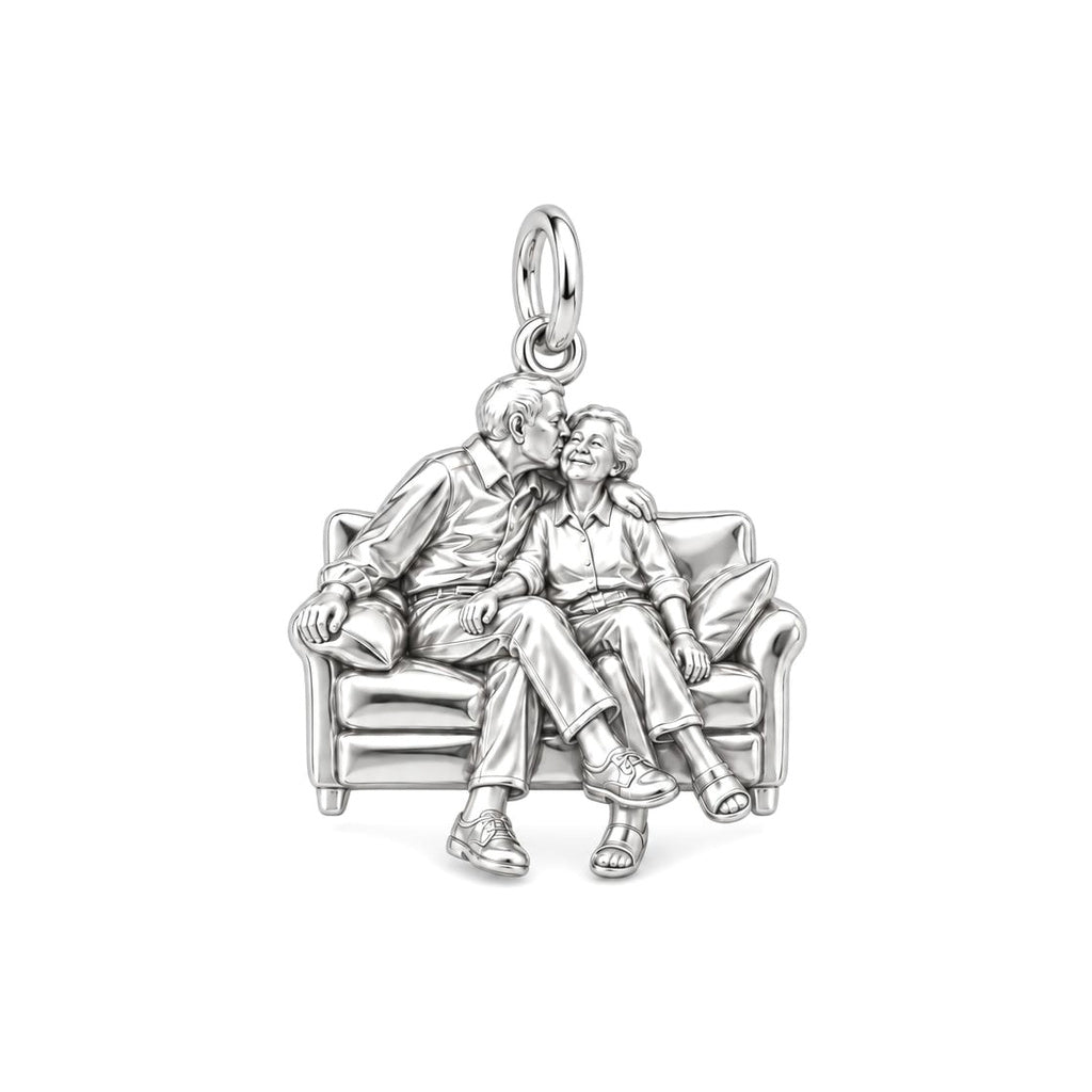 Lifetime of Love Sofa Charm Bracelet – Personalized Couple Gift – silver charm, front view