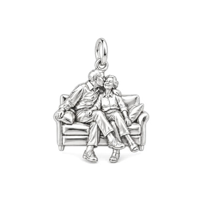 Lifetime of Love Sofa Charm Bracelet – Personalized Couple Gift – silver charm, front view