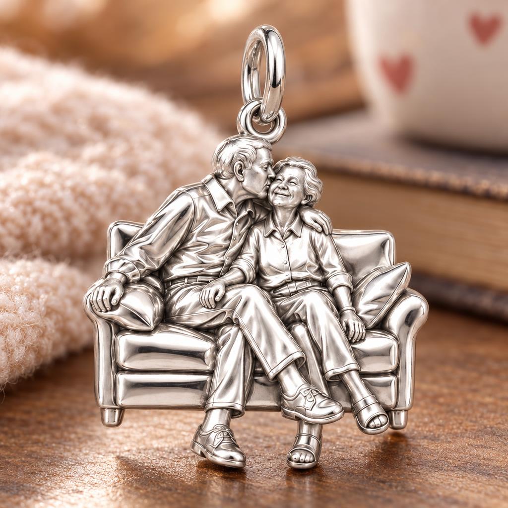Lifetime of Love Sofa Charm Bracelet – Personalized Couple Gift – macro detail of the charm