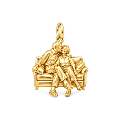Lifetime of Love Sofa Charm Bracelet – Personalized Couple Gift – 18K gold charm, front view