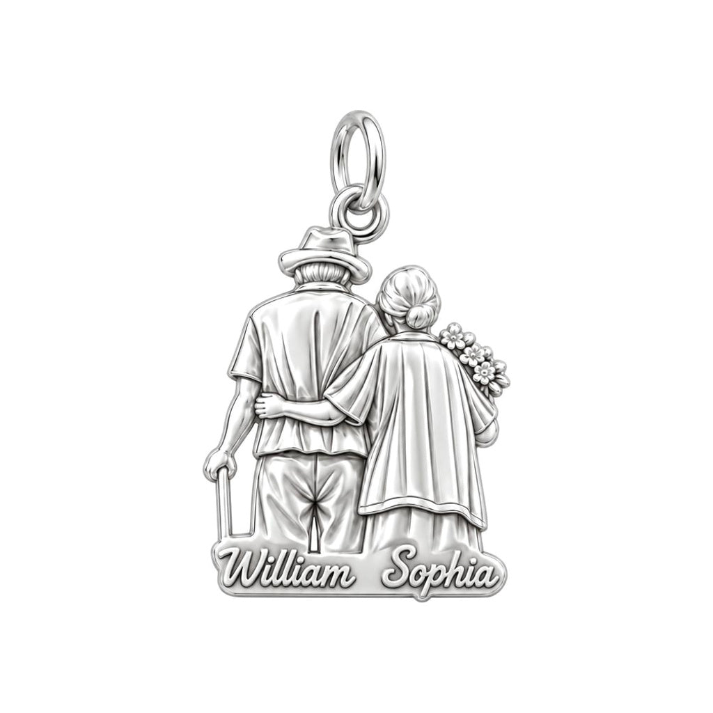 Lifetime Together Charm Bracelet – Personalized Couple Gift – silver plated 3 cm charm, front view